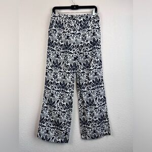 Ann Taylor Loft Floral Linen Blend Wide Leg Pants Size 0